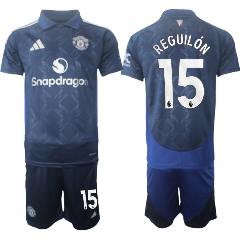 Men 2024-2025 Club Manchester United away blue #15 Soccer Jersey->women nfl jersey->Women Jersey